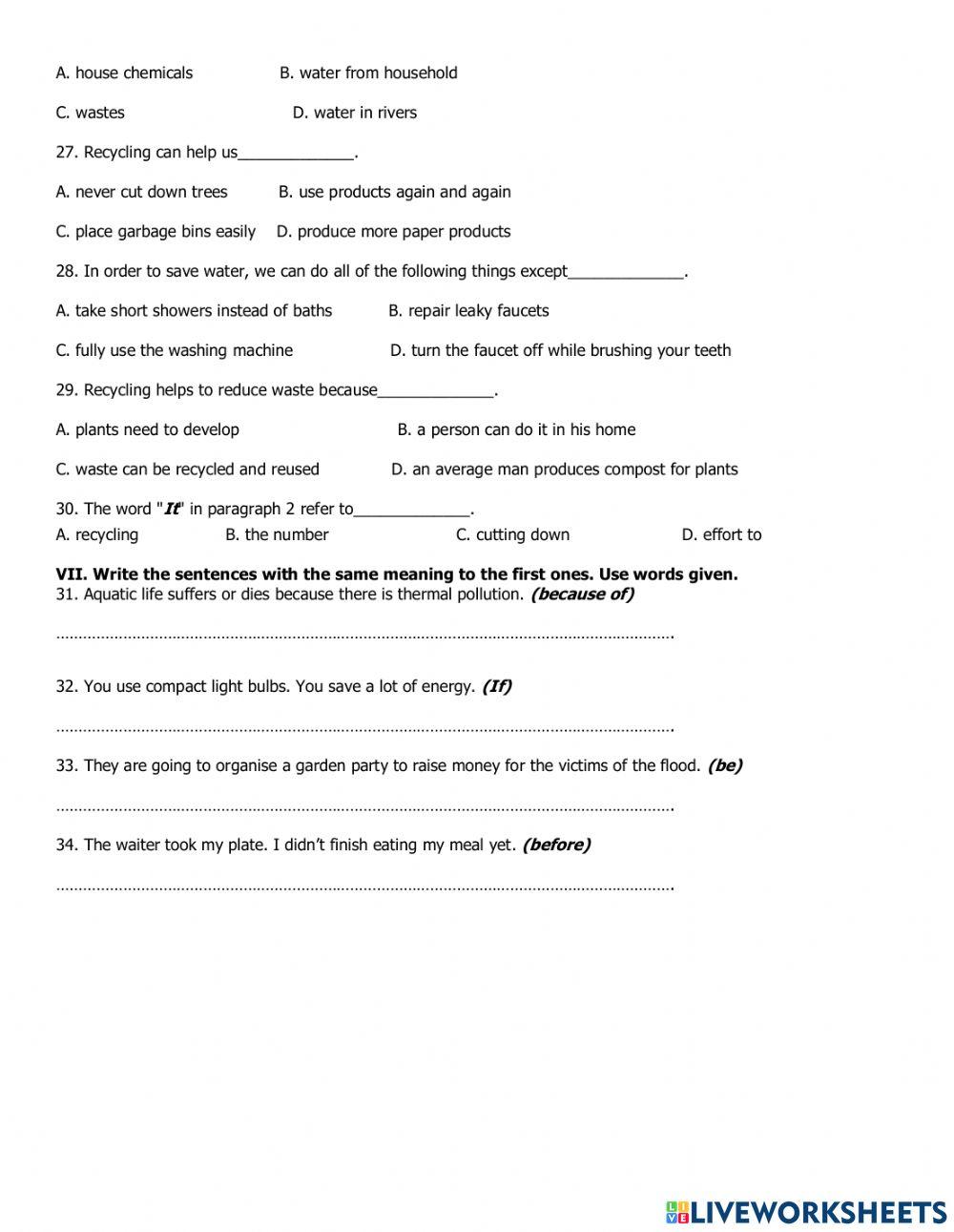 Second mid term test e-grade 8