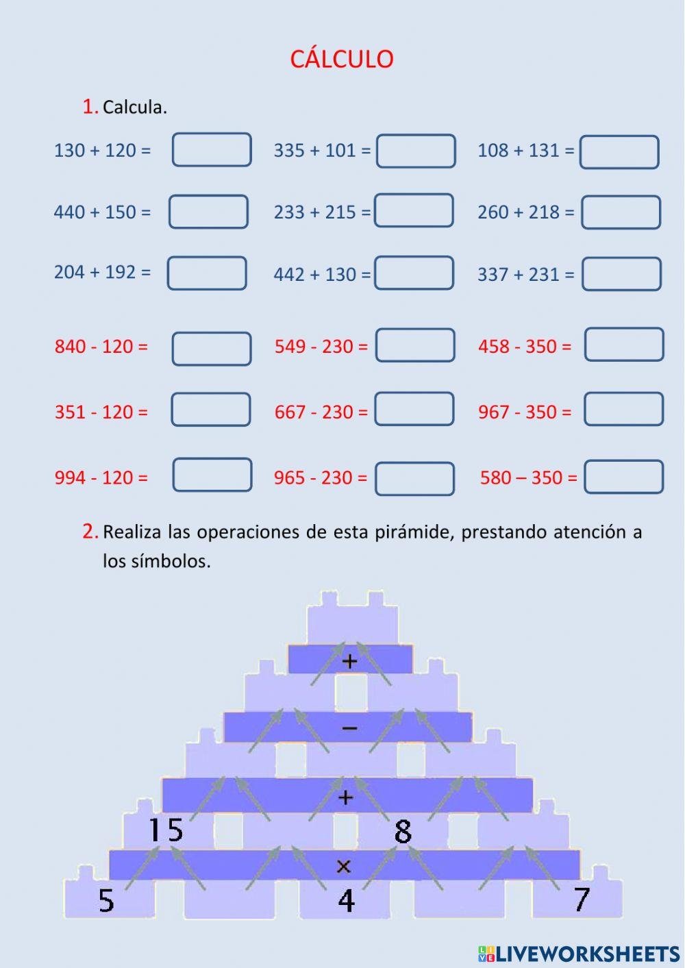 Cálculo y operaciones