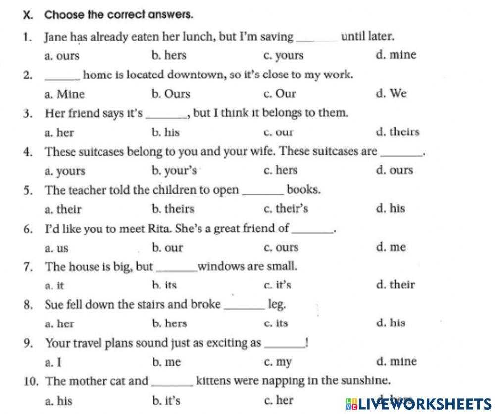 Possessive adjective and possessive nouns