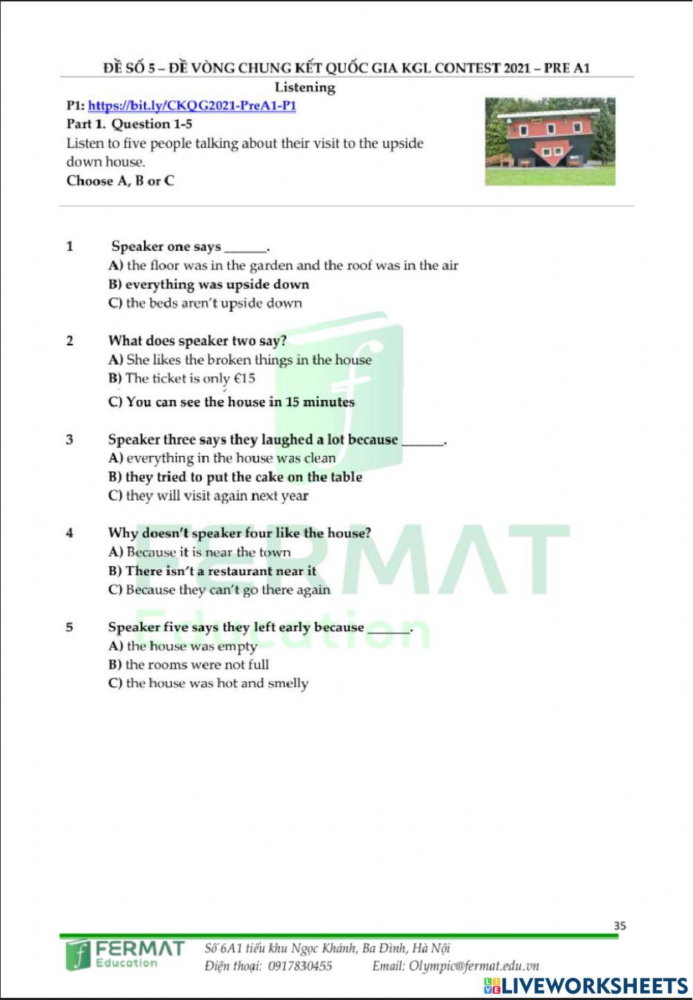 Pre A1 - Test 5