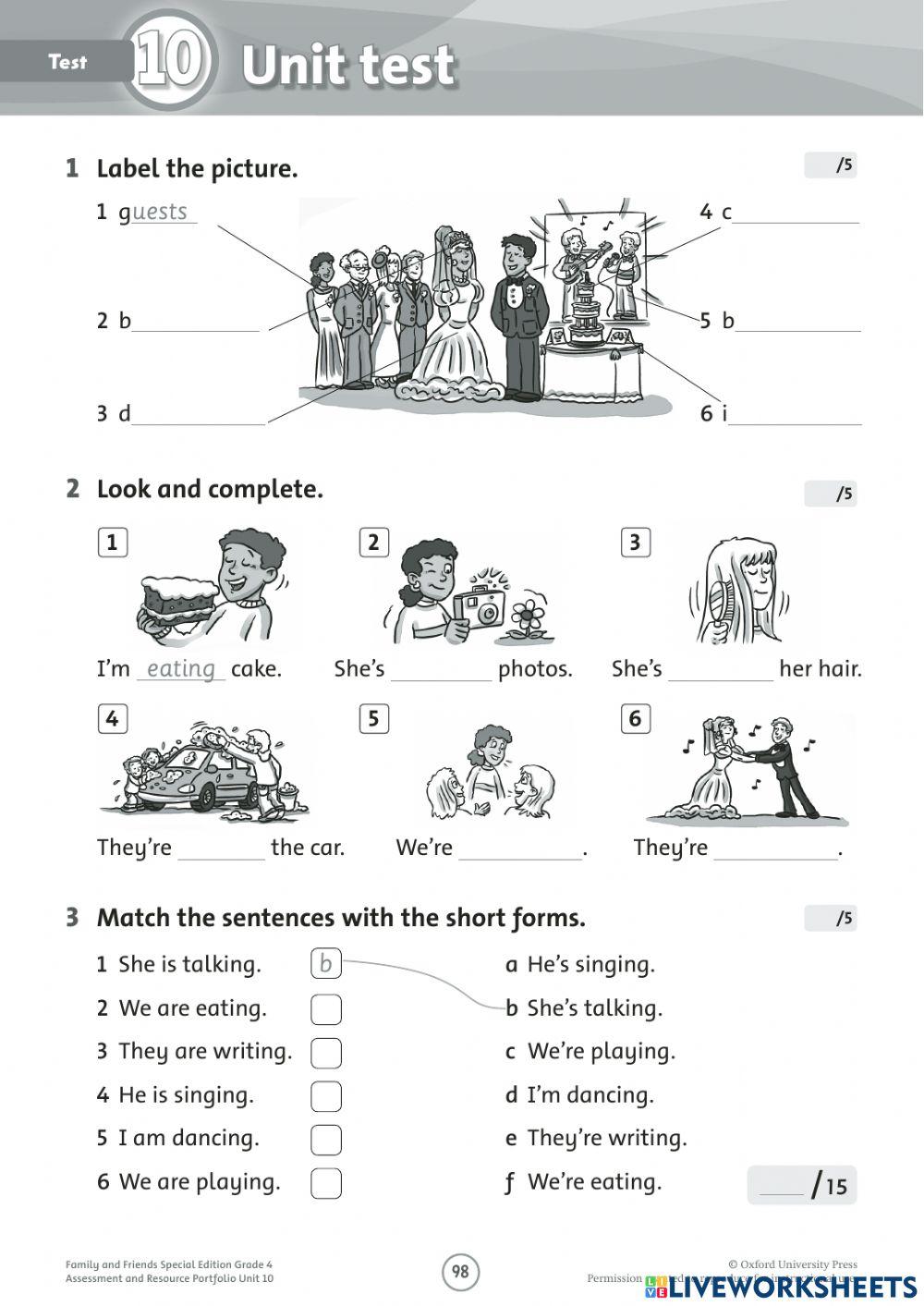 Family and friends grade 4 Unit 10