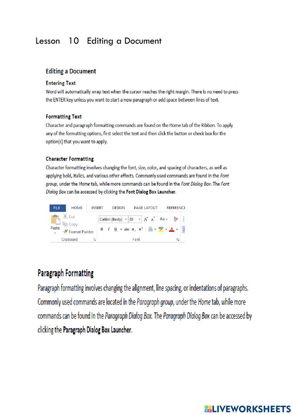 Lesson 10 Editing a Document
