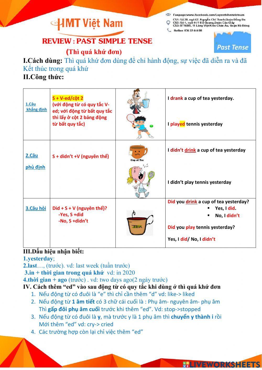 HMT- Homework (ôn tập thì quá khứ đơn)