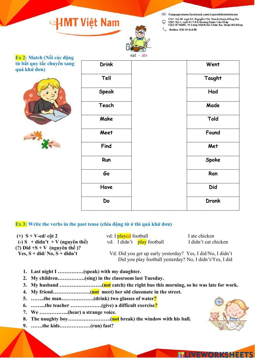 HMT- Homework (ôn tập thì quá khứ đơn)