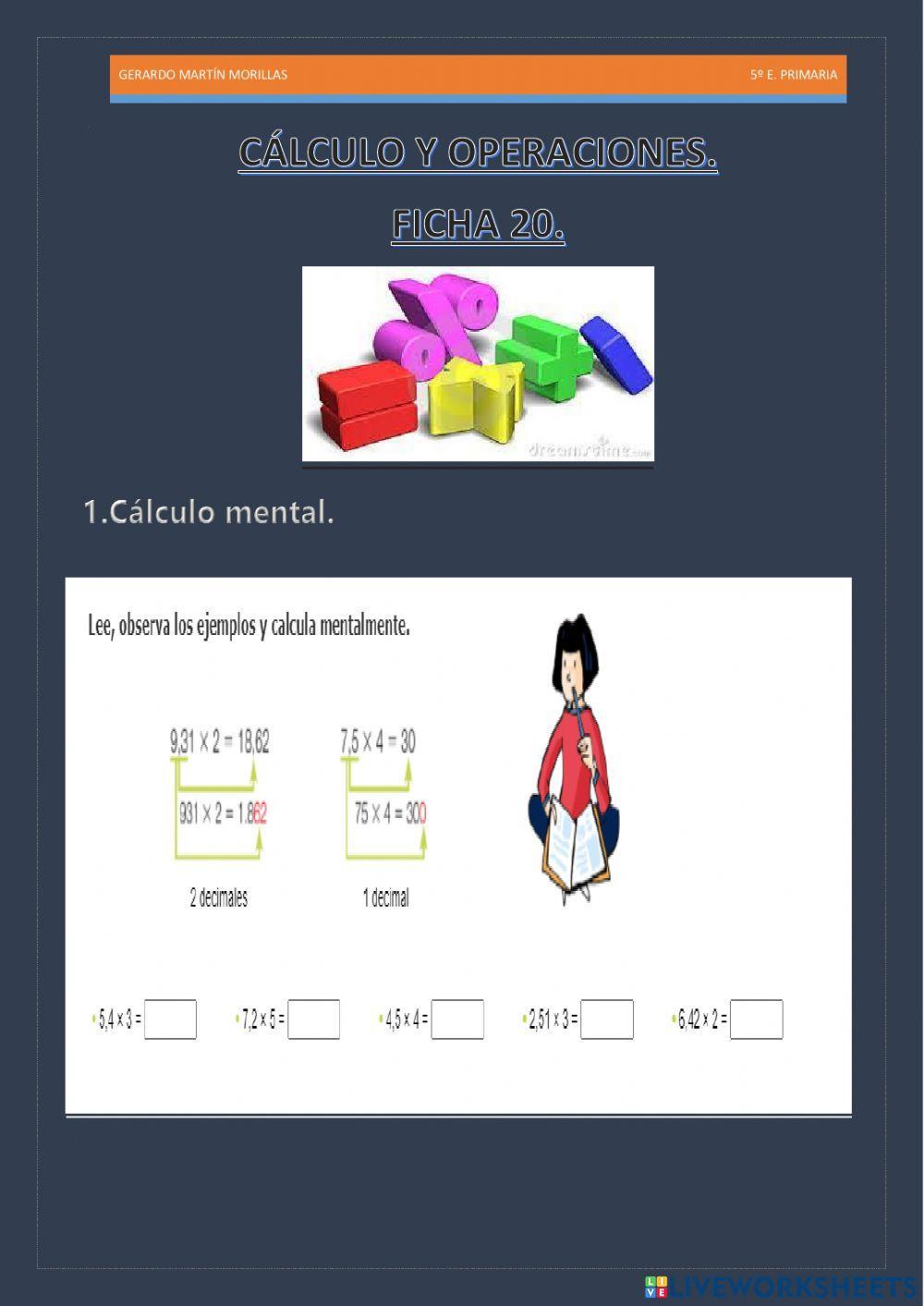 Cálculo y operaciones. Ficha 20.