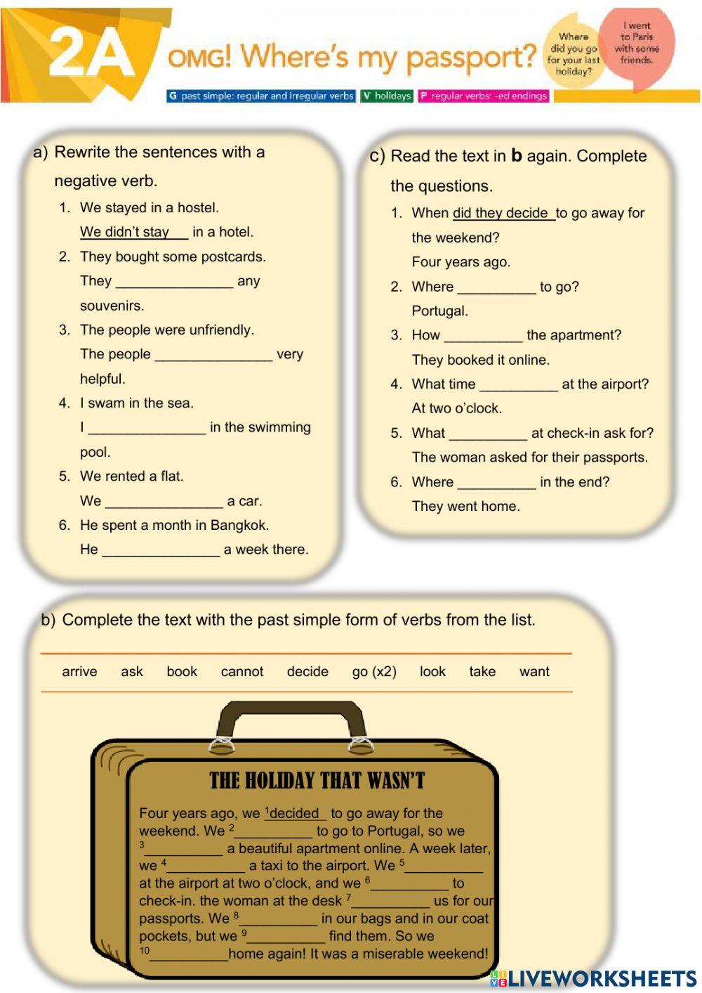 Past Simple - Holidays