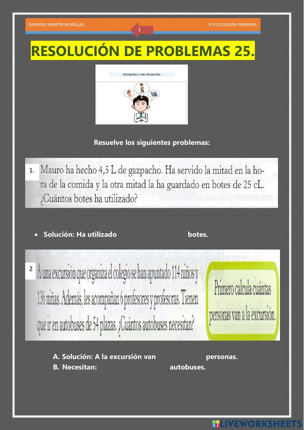 Resolución de problemas. Ficha 25.