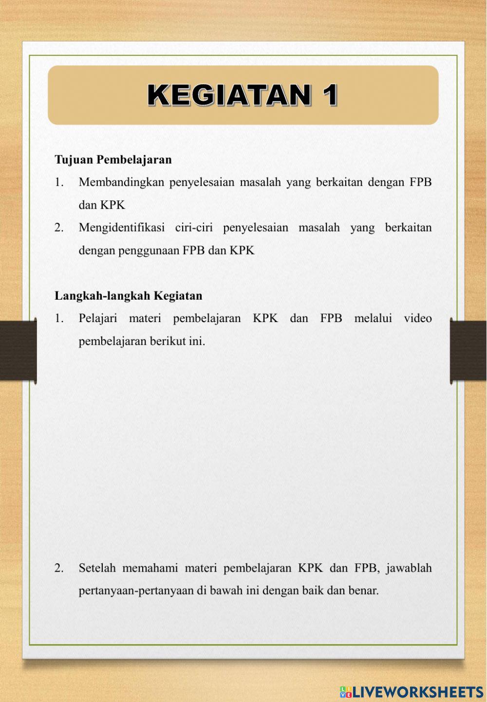 E-LKPD Matematika - KPK dan FPB