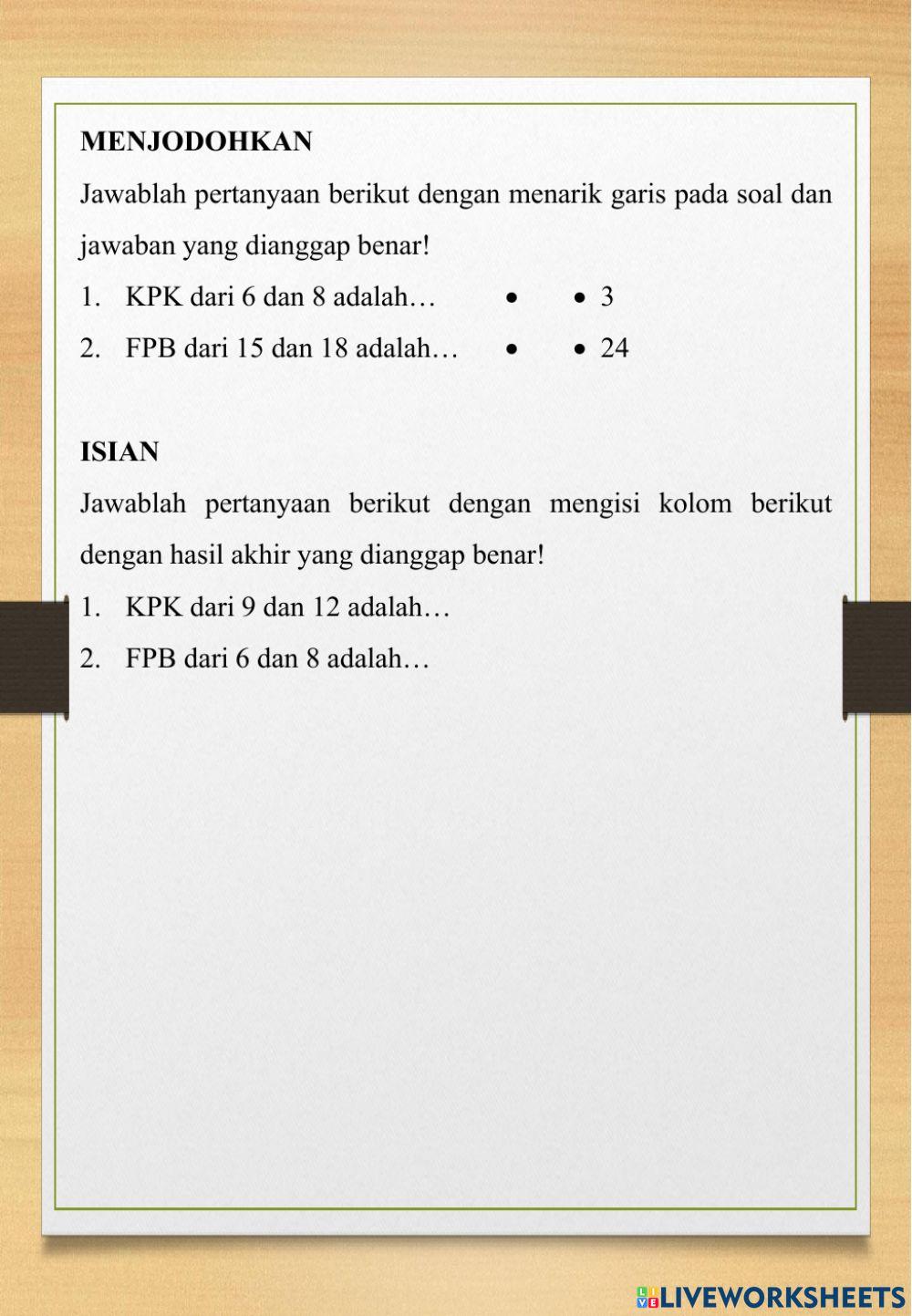 E-LKPD Matematika - KPK dan FPB