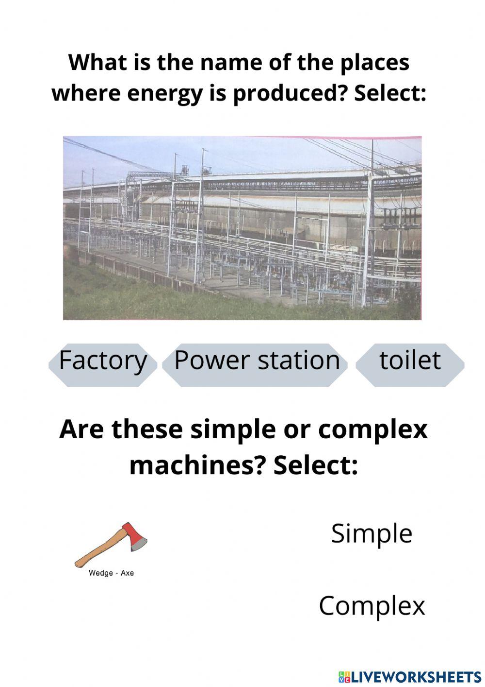 Machines, energy, electricity.