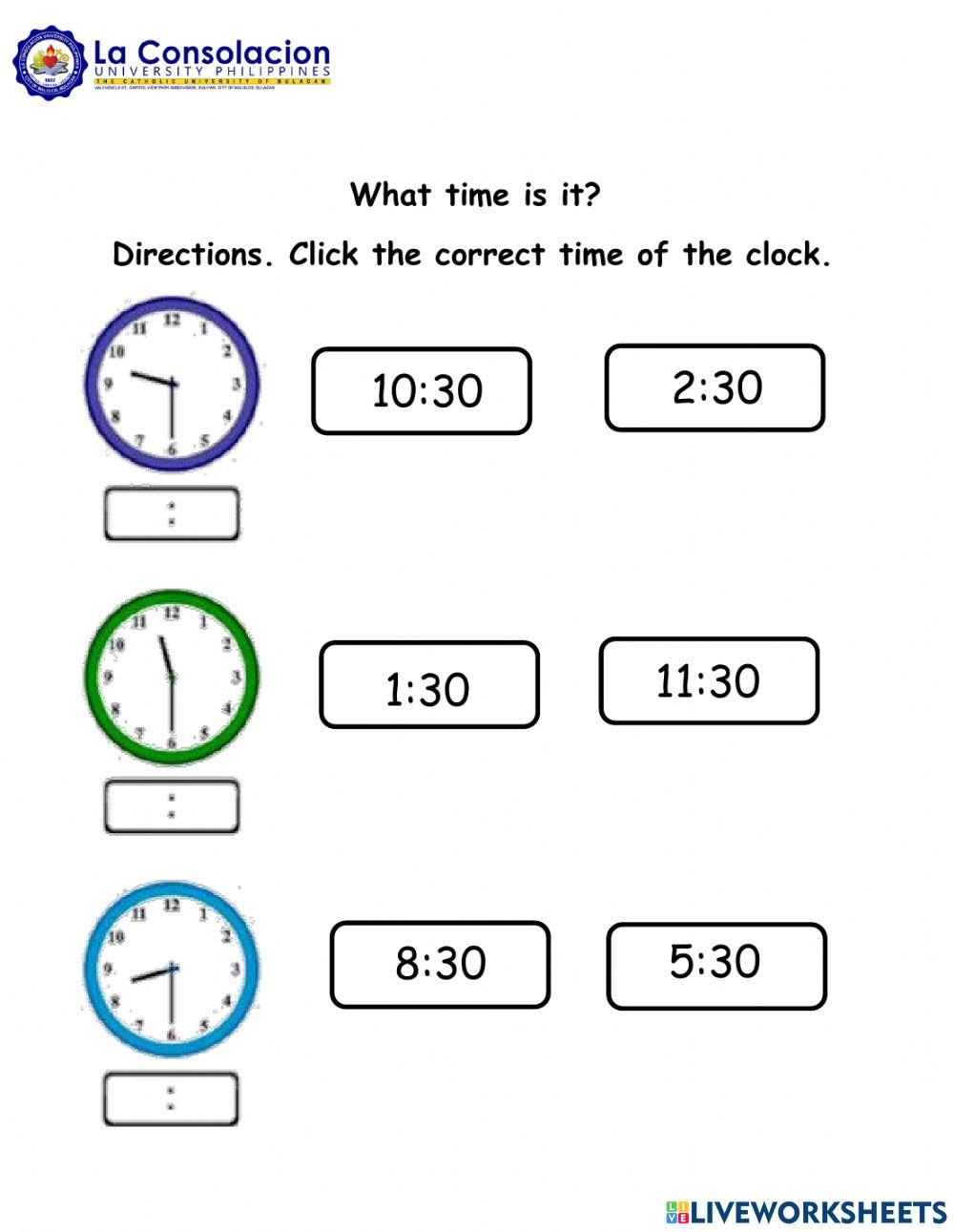 Telling Time Half Past