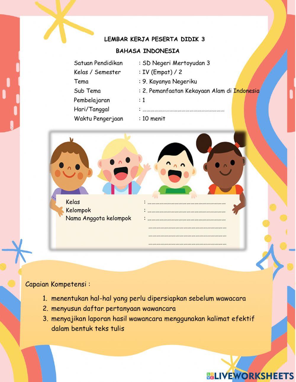 Lkpd b.indonesia tema 9 kelas 4