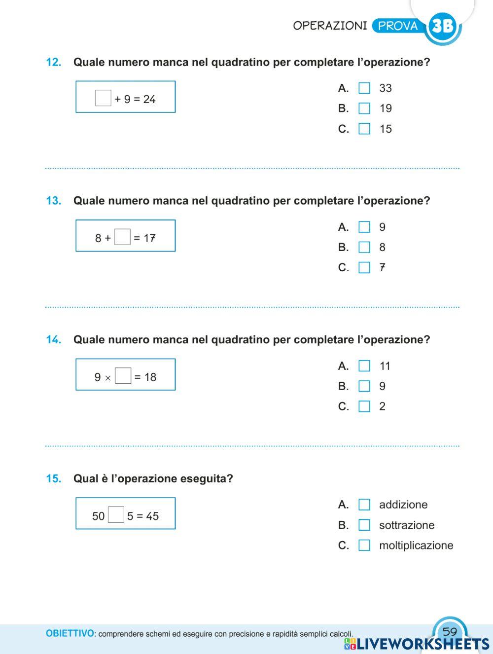 Invalsi: verifica operazioni