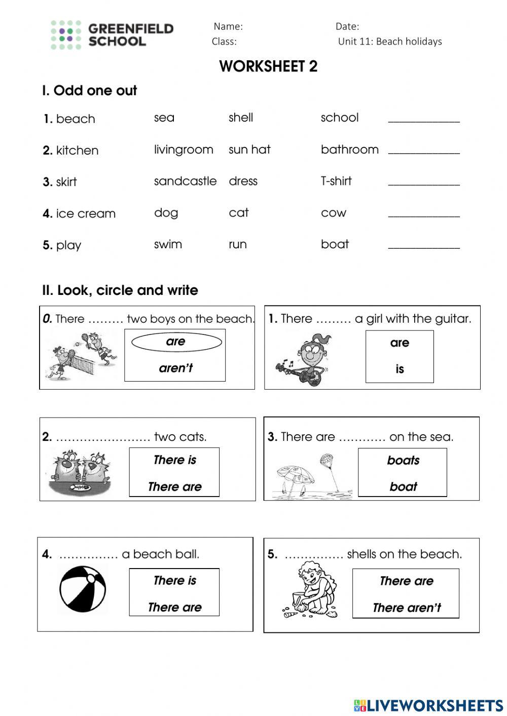 Grade 1 Unit 11: Worksheet 2