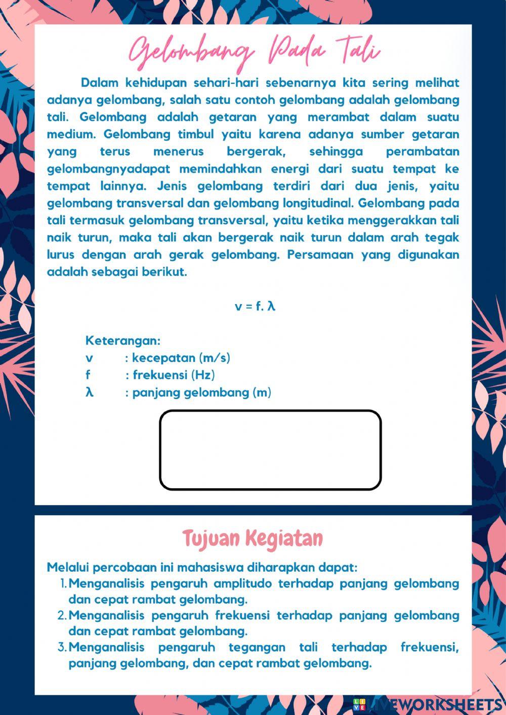 Lembar Kerja Praktikum Gelombang Pada Tali