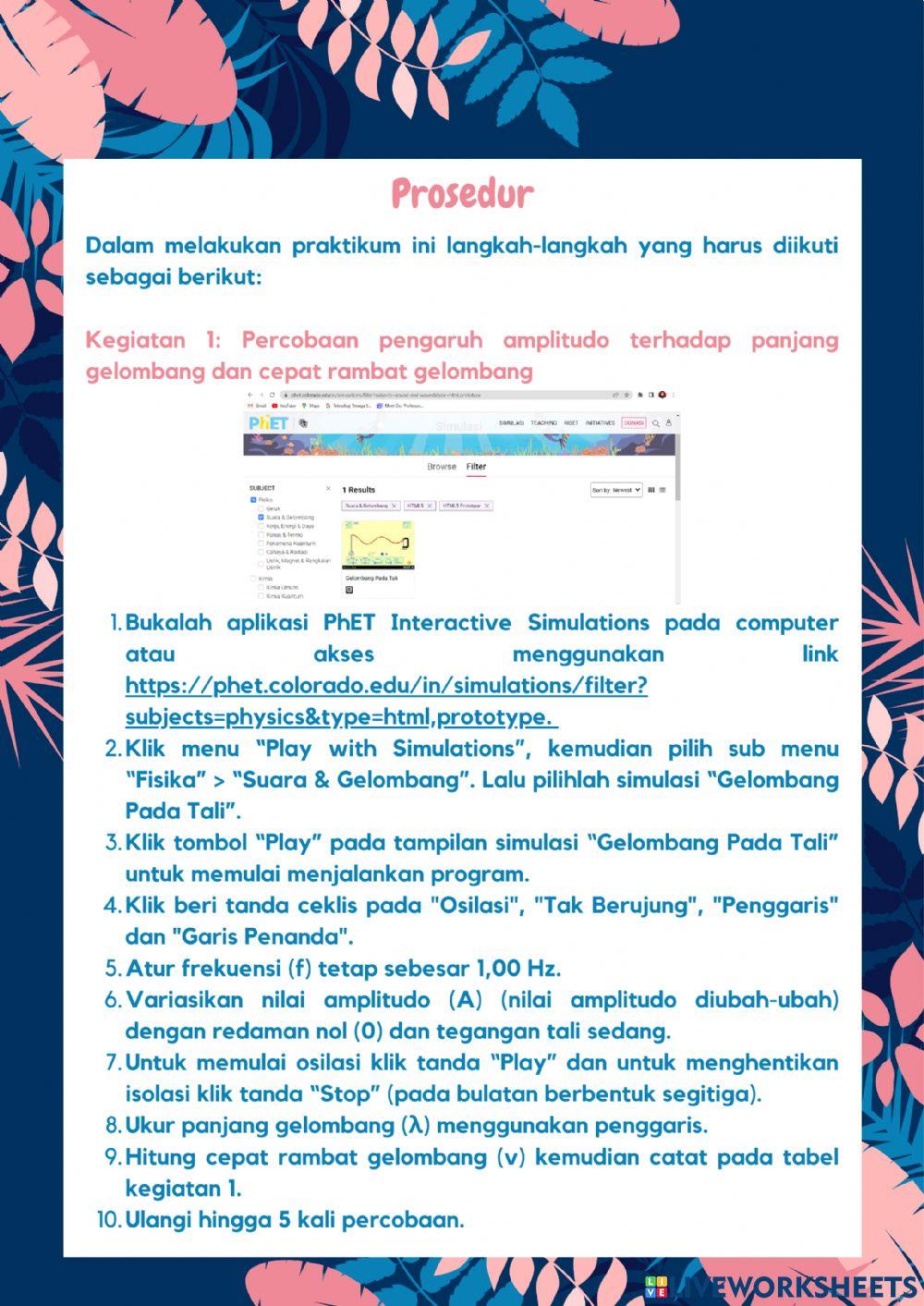 Lembar Kerja Praktikum Gelombang Pada Tali