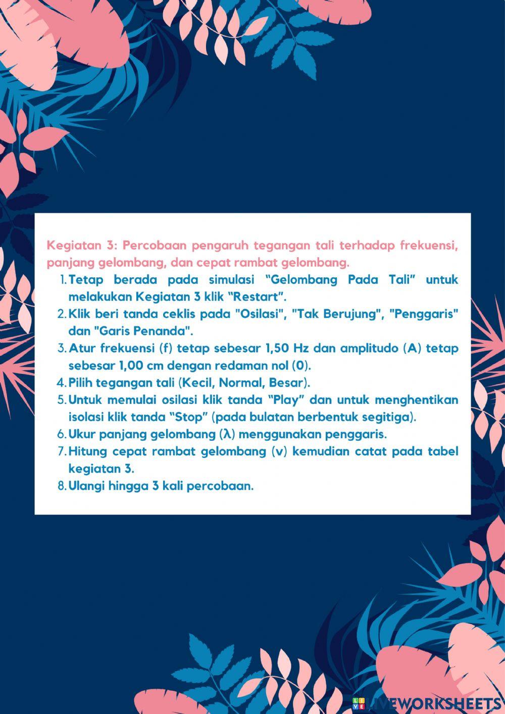Lembar Kerja Praktikum Gelombang Pada Tali