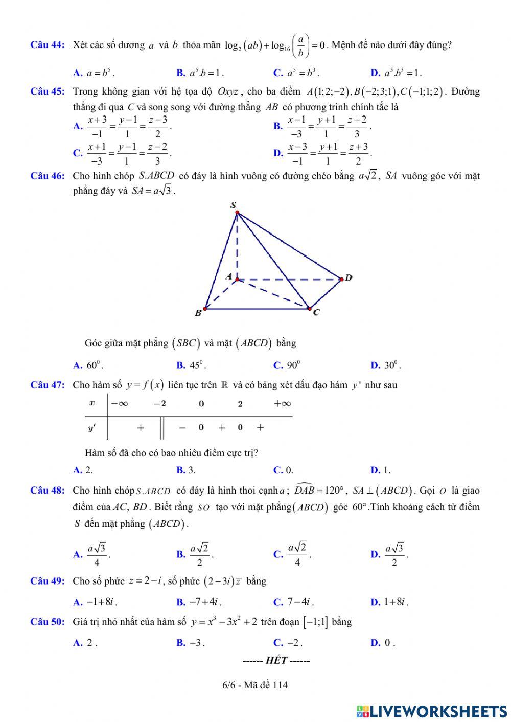 TNTHPT-MĐ-67-Đề ôn tập số 114