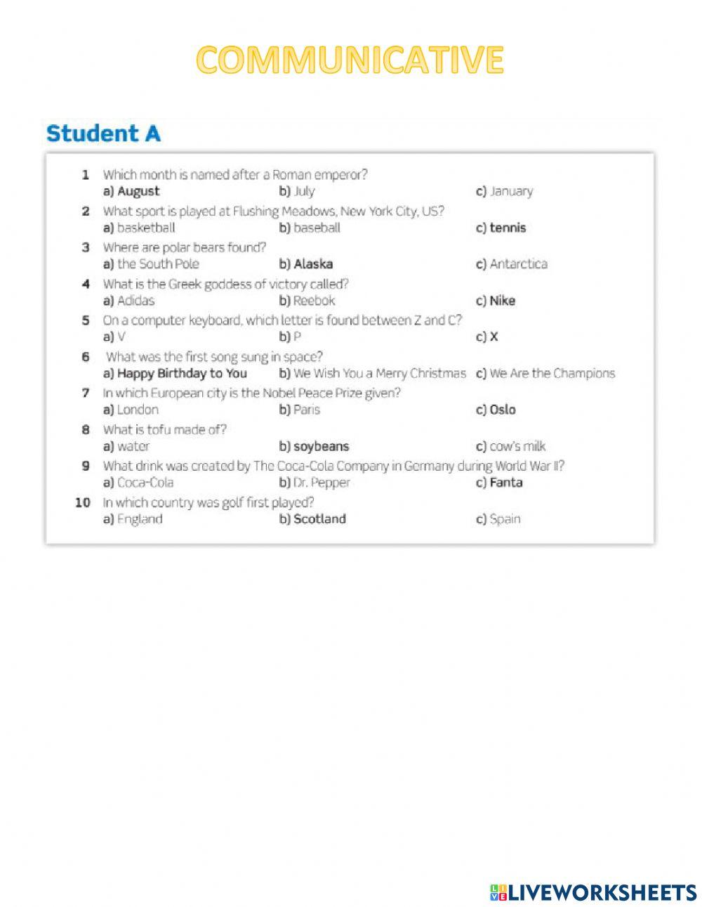 General knowledge quiz