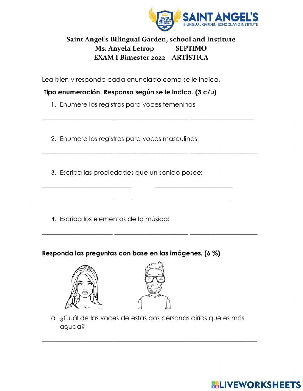 Artístca examen, 7mo, 1 parcial