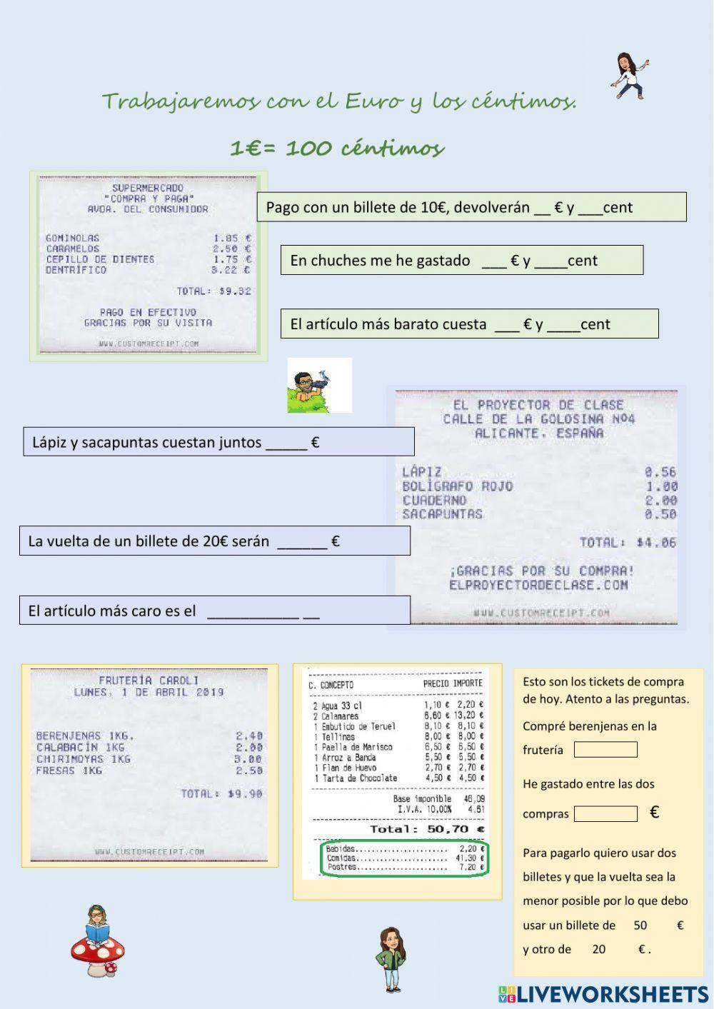Euros y céntimos Euros y céntimos