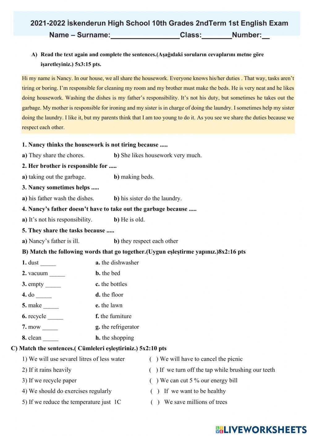 10.sınıf 2.Dönem 1.Yazılı 10.sınıf 2.Dönem 1.Yazılı