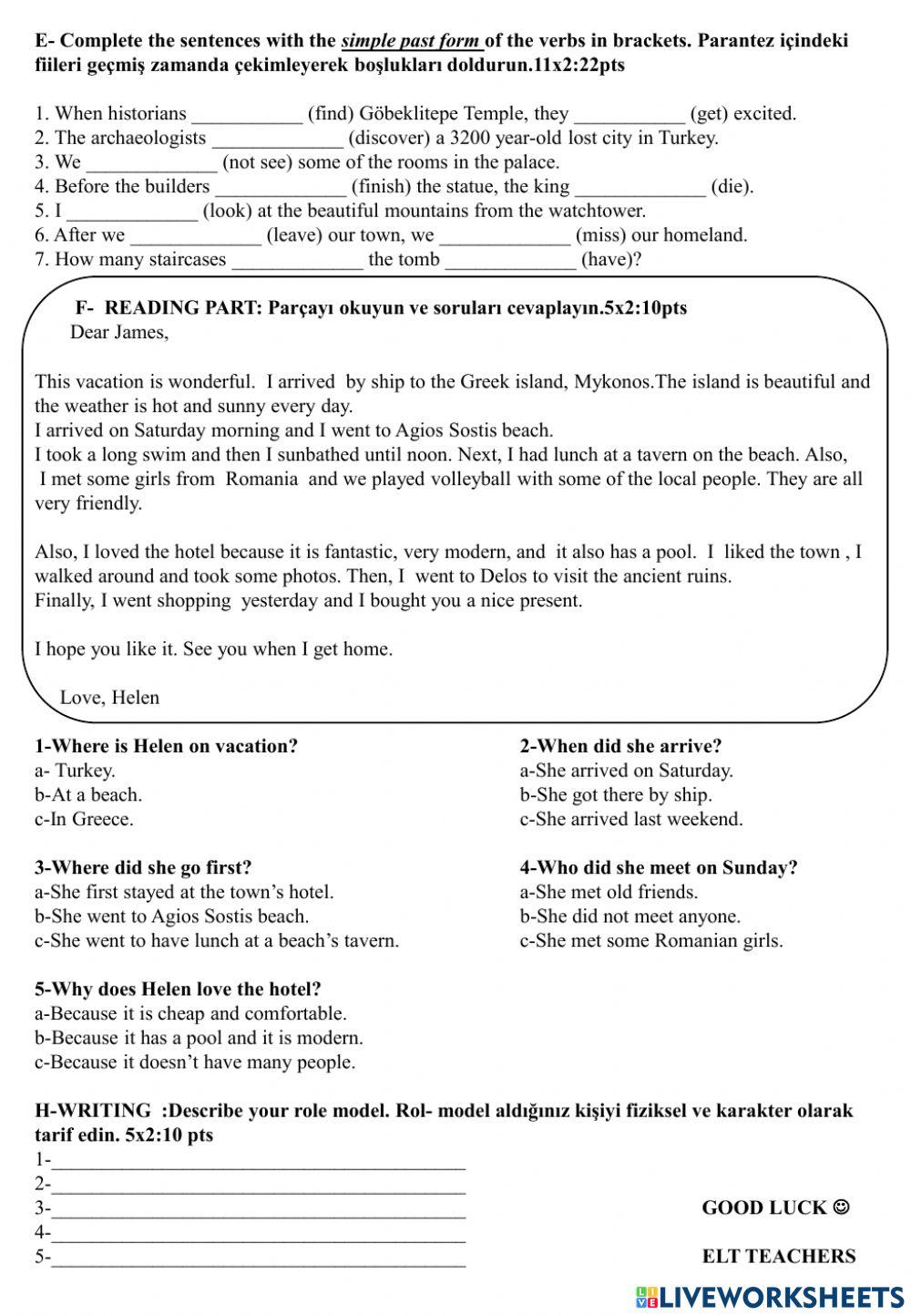 9.Sınıf 2.Dönem 1.Yazılı