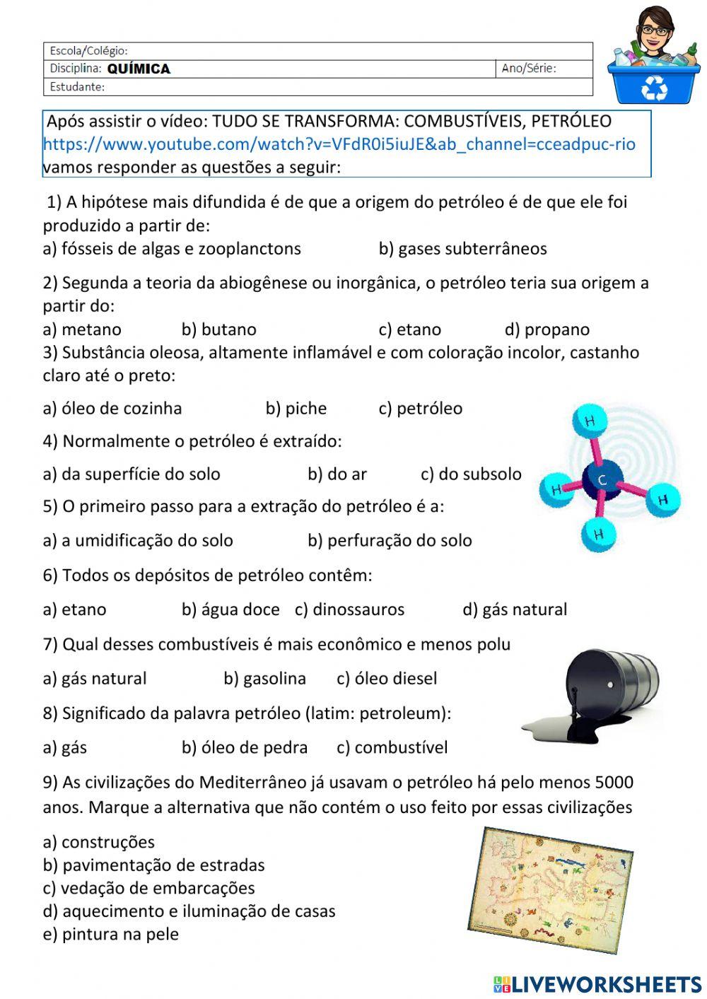 O petróleo e os hidrocarbonetos.