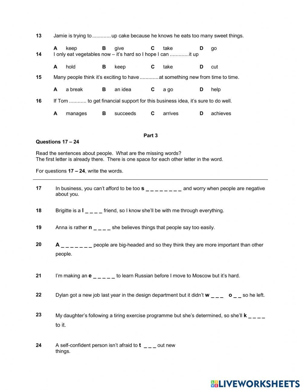 Cambridge English Empower B2 Unit Progress Test 1