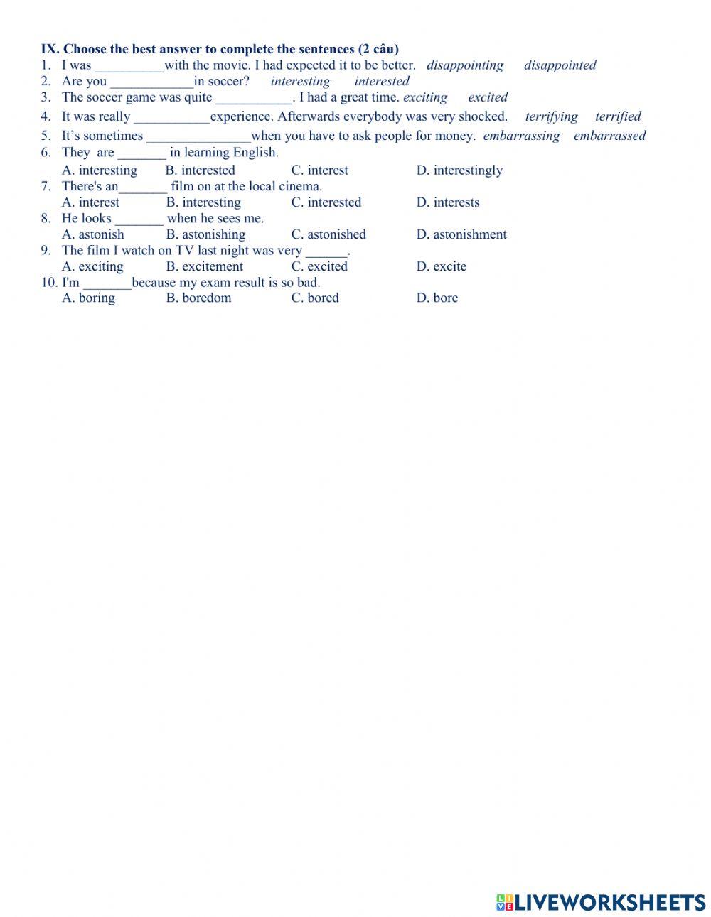 Tính từ chỉ thái độ