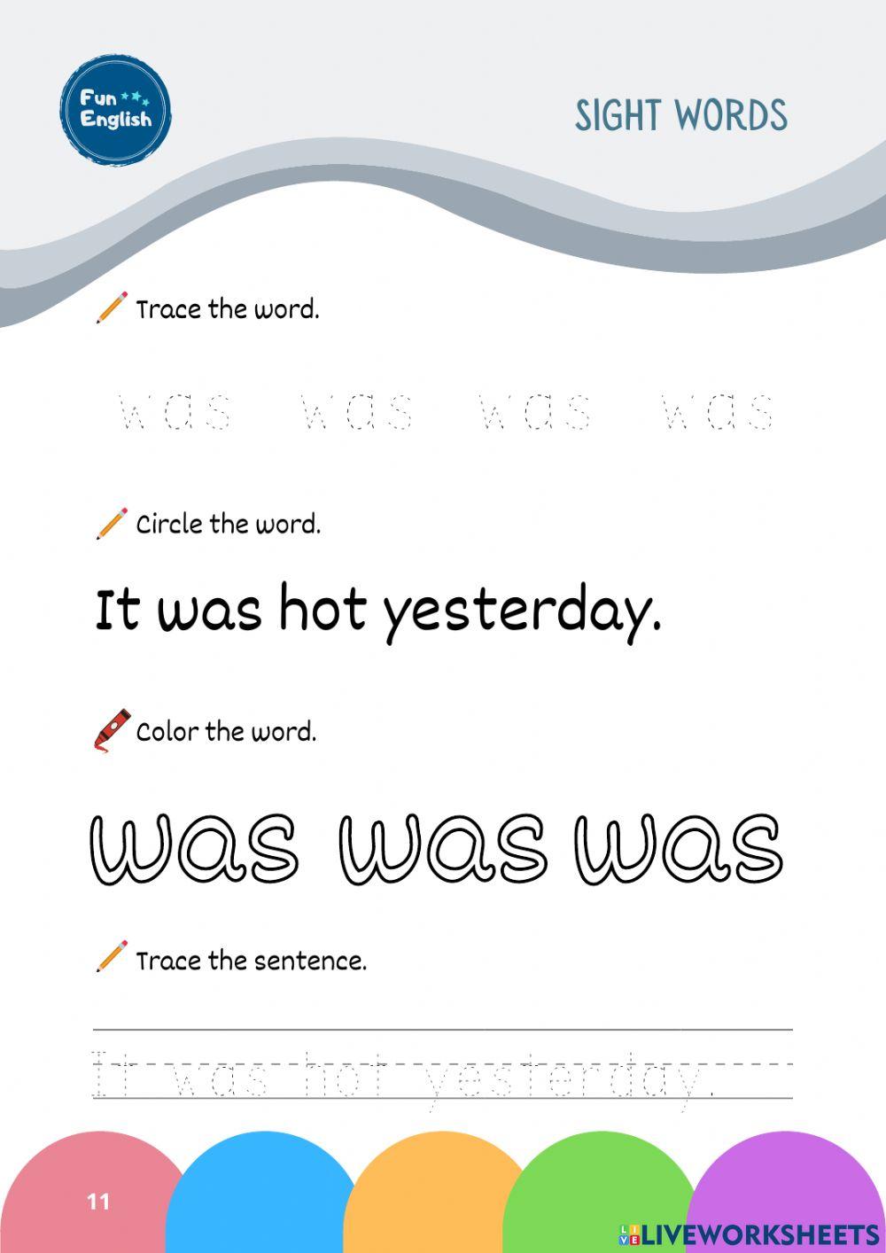 Sight Words: Was