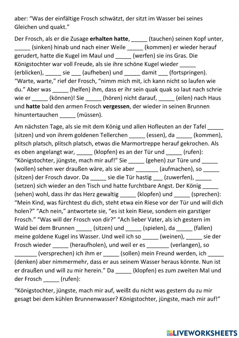 B1 Lek1 Präteritum -der Froschkönig-