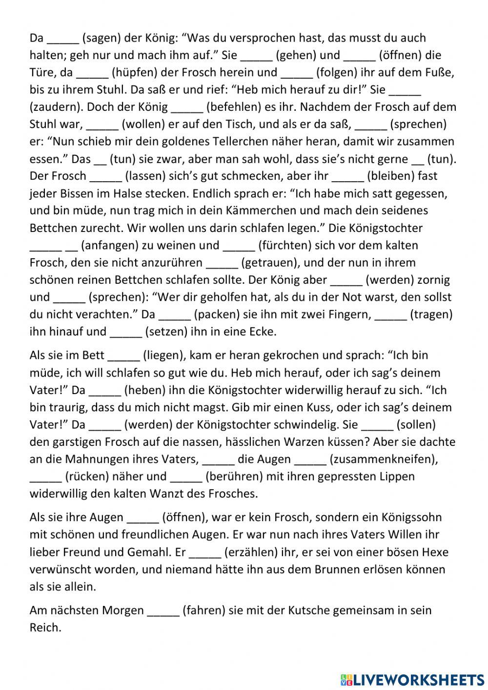 B1 Lek1 Präteritum -der Froschkönig-