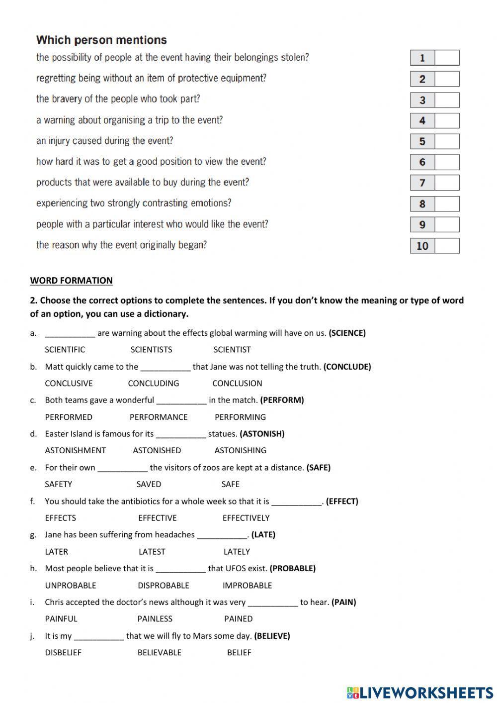 Reading and Word formation