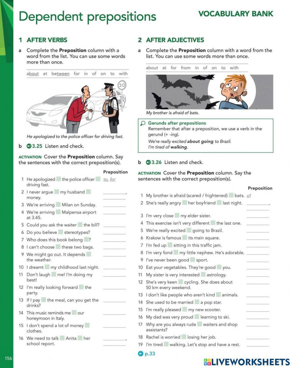 Dependent Prepositions