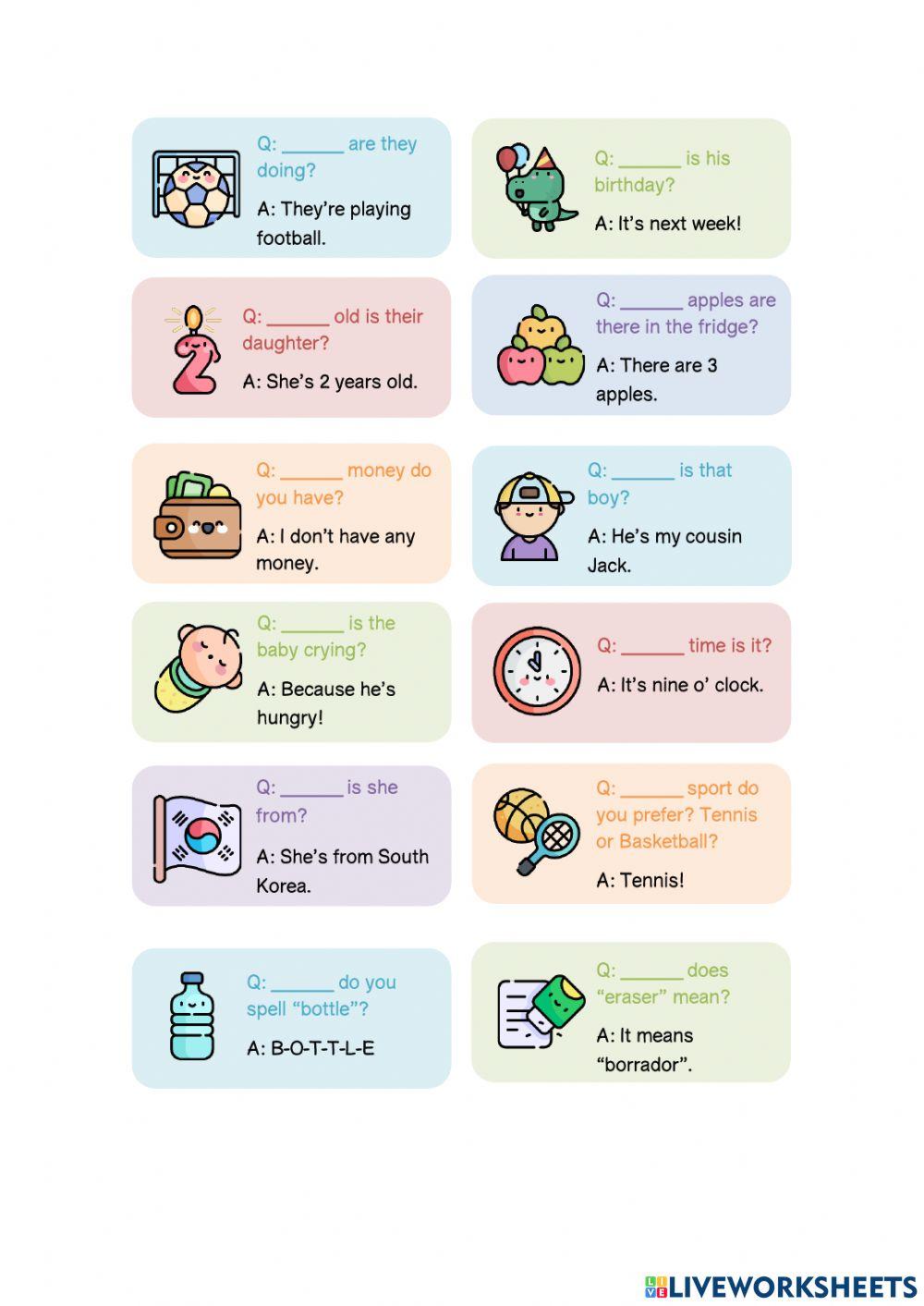 Vocabulary and Grammar practice