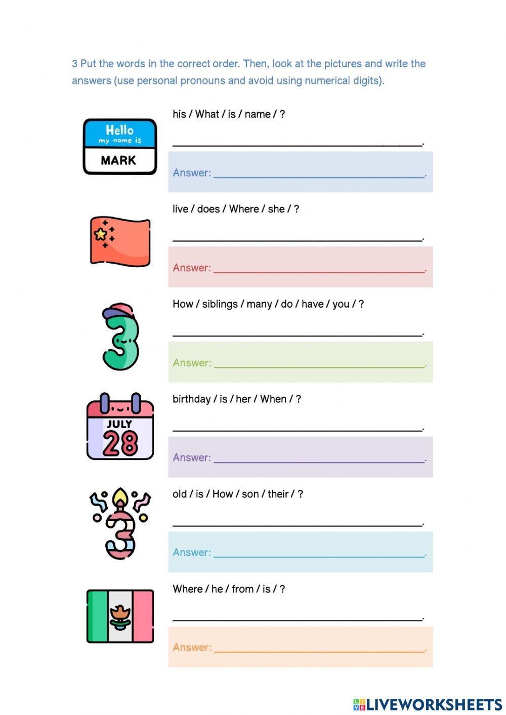 Vocabulary and Grammar practice