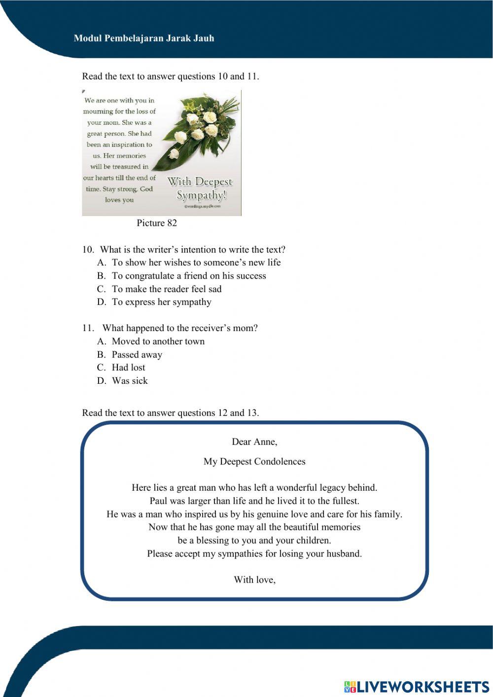 Test on Greeting Cards for 8th Grade