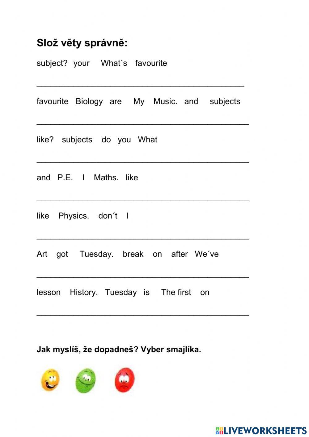 Timetable - sentences