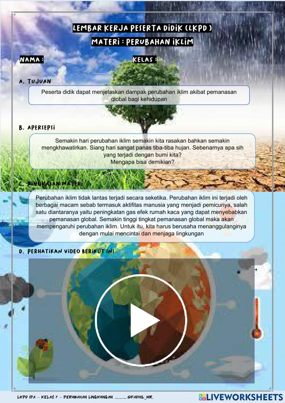 KELAS 7 IPA MATERI PERUBAHAN LINGKUNGAN 
