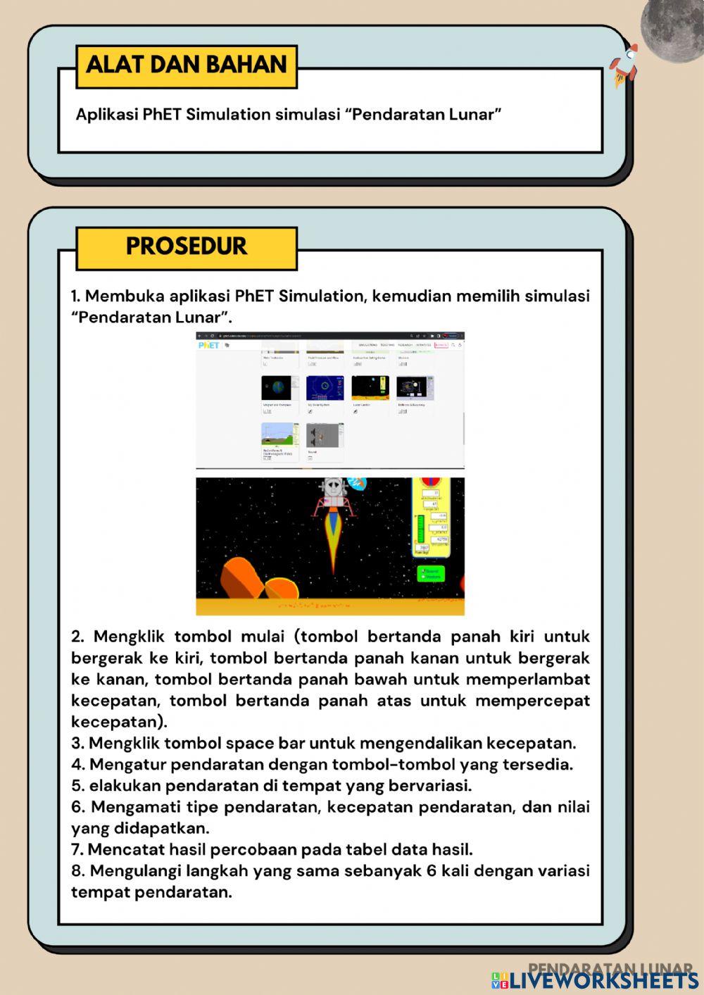 Lembar Kerja Praktikum Fisika Dasar -Pendaratan Lunar-