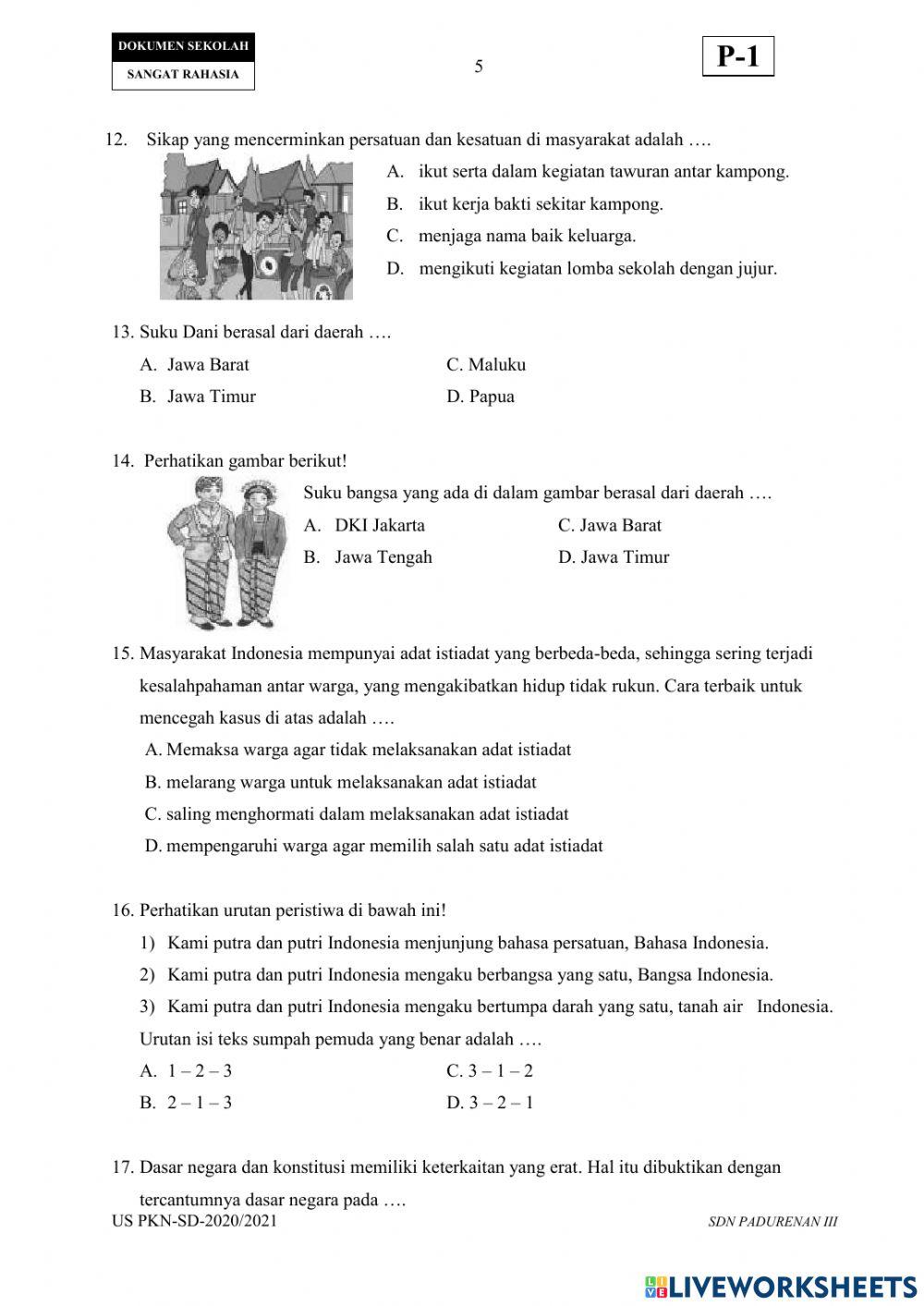 Soal Ujian Sekolah PPKN 2020-2021