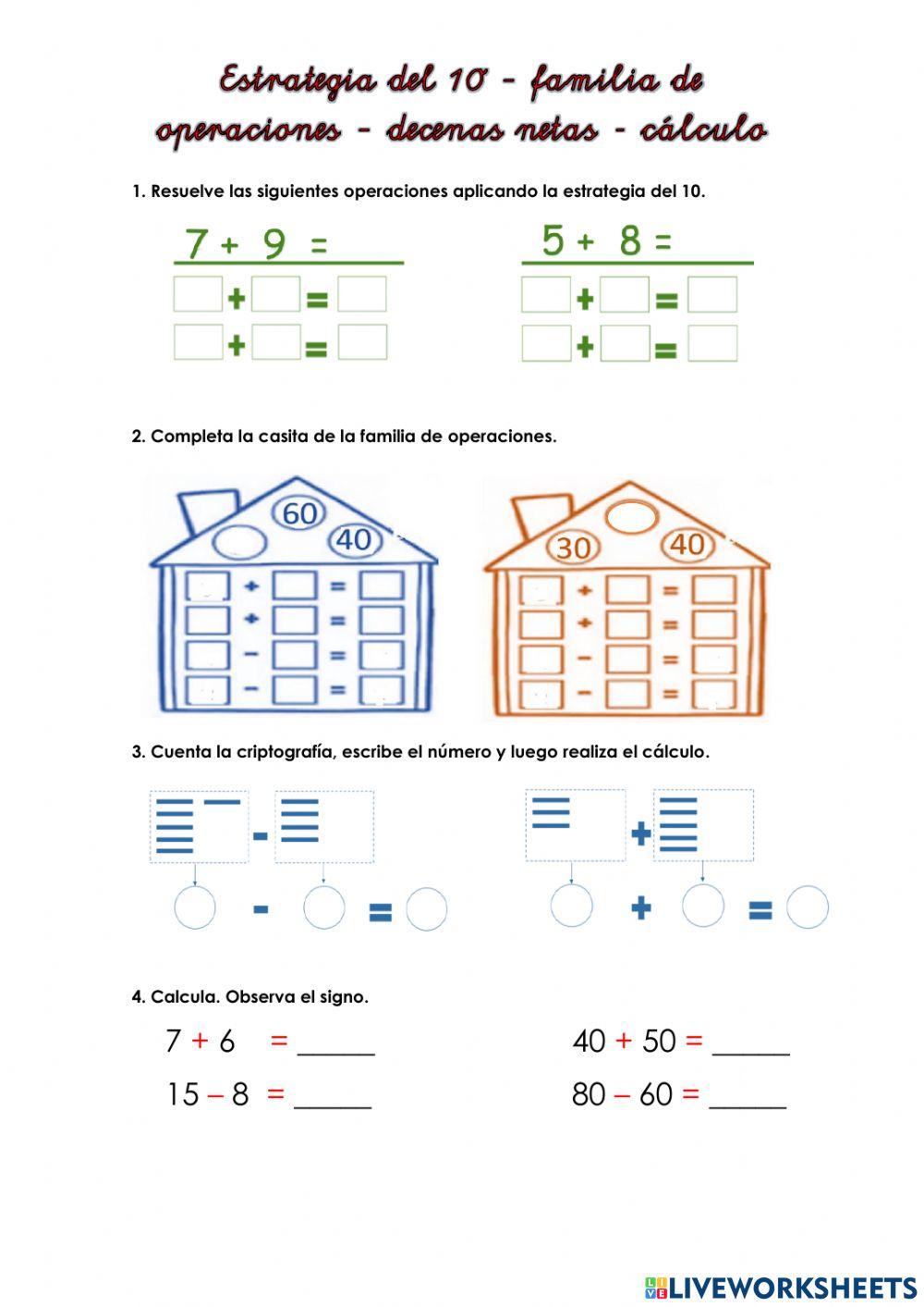 Repaso estrategia del 10, decenas netas familia de operaciones