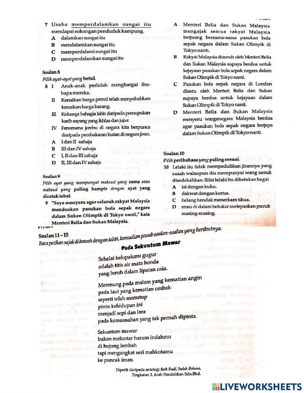 Latih tubi kertas 1 tingkatan 1-3