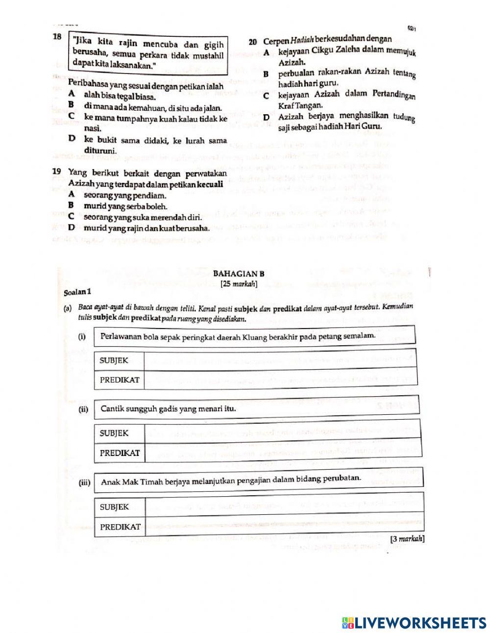 Latih tubi kertas 1 tingkatan 1-3