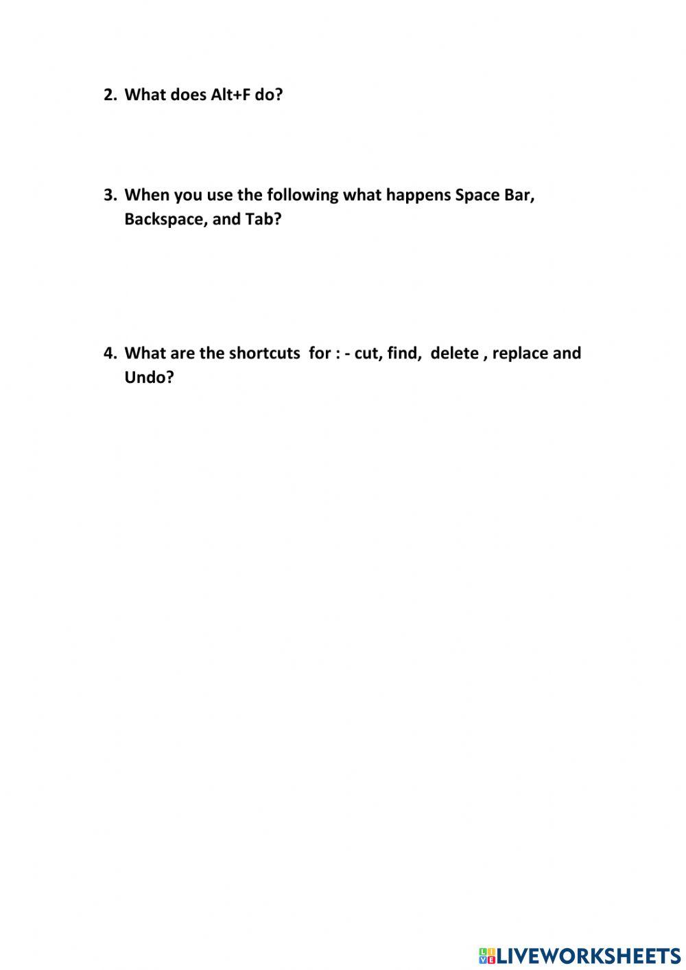 Lesson 2  Additional Keys and Their Functions
