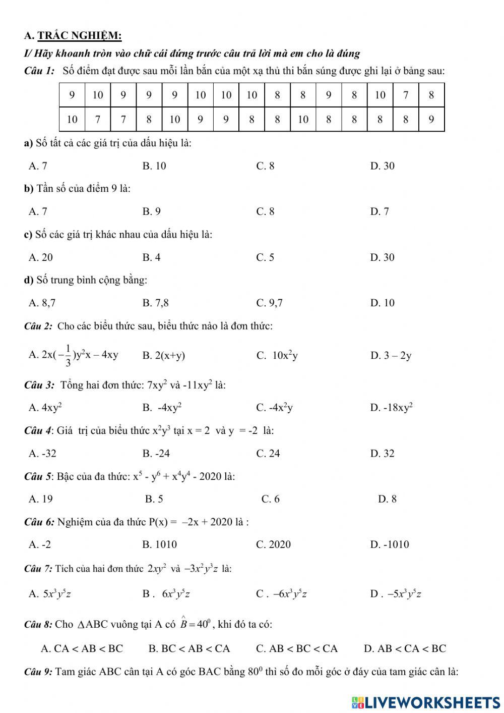 Đề thi HK2 toán 7 (19-20)