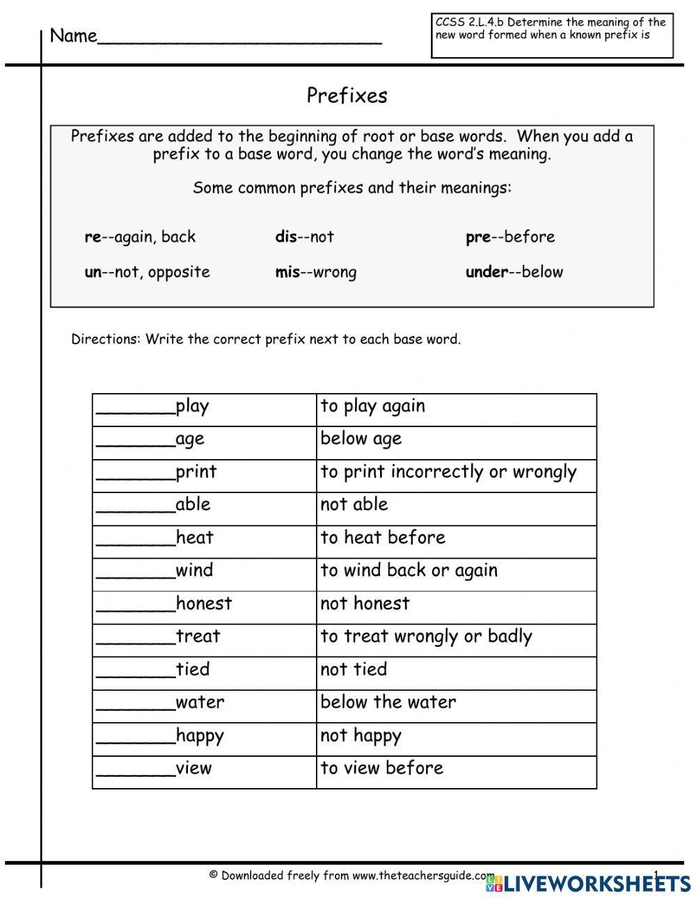 Prefixes and suffixes