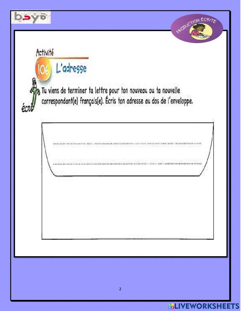 PRODUCTION éCRITE ET ORALE LIEUX DE VIE ET DE LOGEMENT