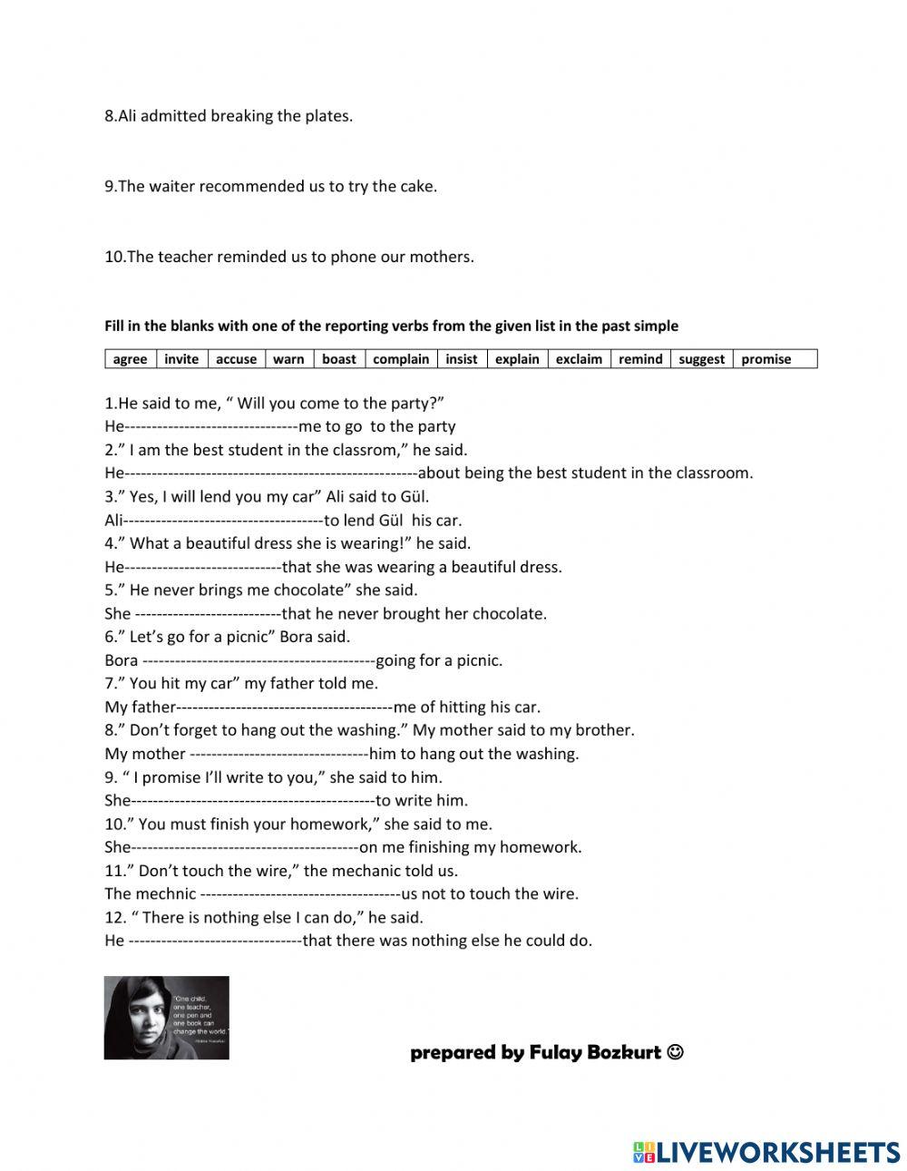 Reported speech- reporting verbs